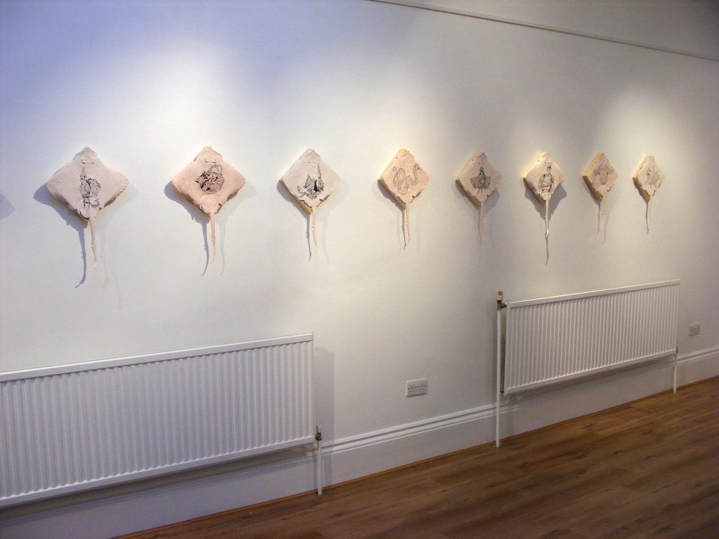 Whittled rays, 2009. Ink on latex stretched over wood.
