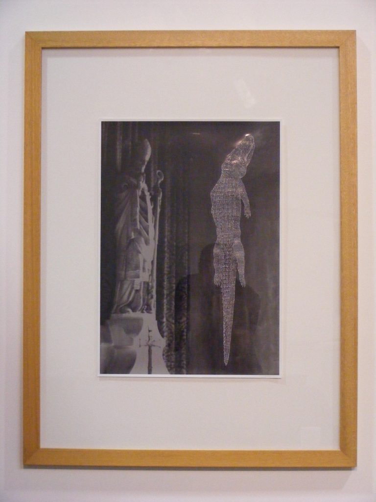 The Protector, 2011. Drawing scratched into the surface of a black and white photograph. 59x42cm's.