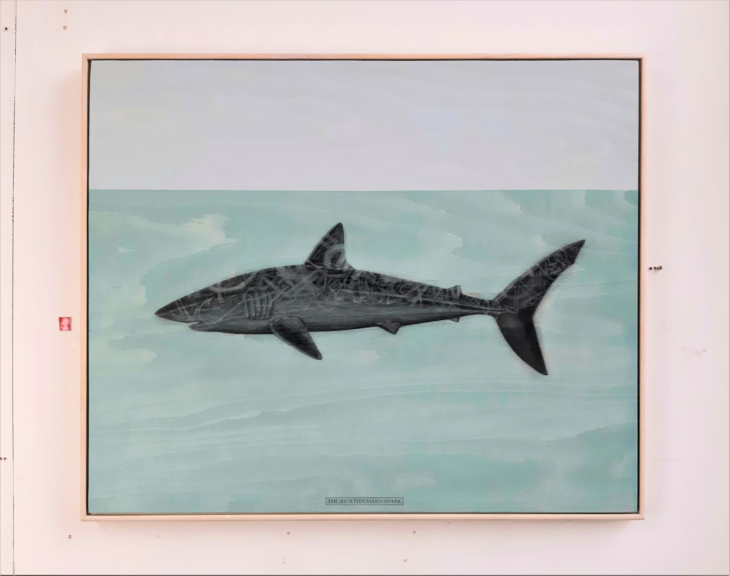 The Shortfin Mako Shark, 2020. Graphite and acrylic on plywood. 70 x 85 x 4 cm.