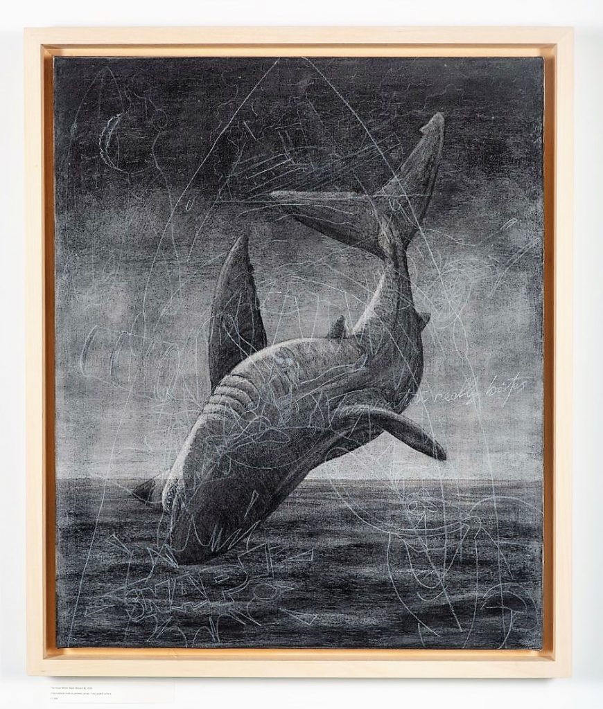 Breach 3, 2020. Charcoal and chalk on primed canvas. 86 x 72 cm.