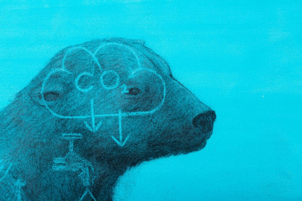 Detail from: The Polar Bear, 2020. Charcoal and acrylic on canvas. 150 x 130 cm.