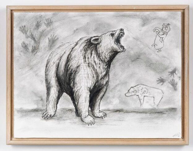 Cave Bear, 2021. Charcoal on cartridge paper. 30 x 40 x 4 cm.