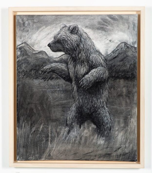 The Grizzly Bear, 2021. Charcoal and chalk on canvas. 87 x 72 x 6 cm.