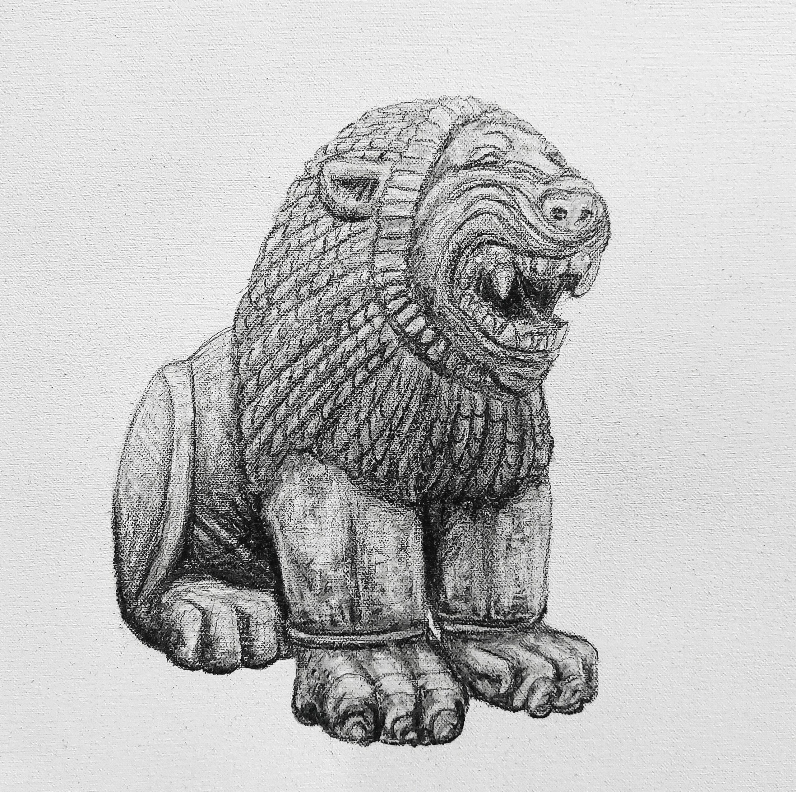 Detail- The Lion, 2023. Babylonian statue
