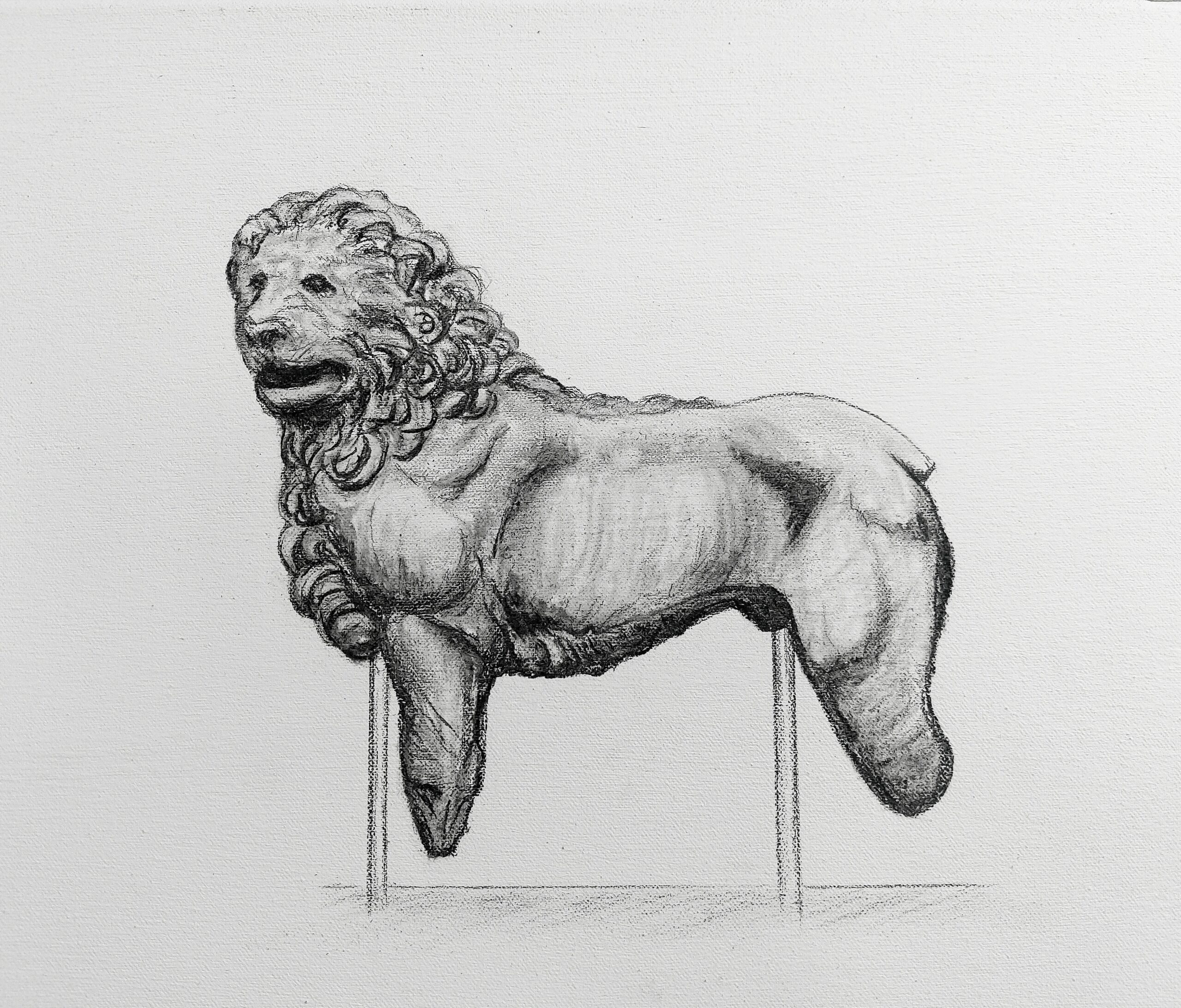 Detail- The Lion, 2023. Greek Lion statue