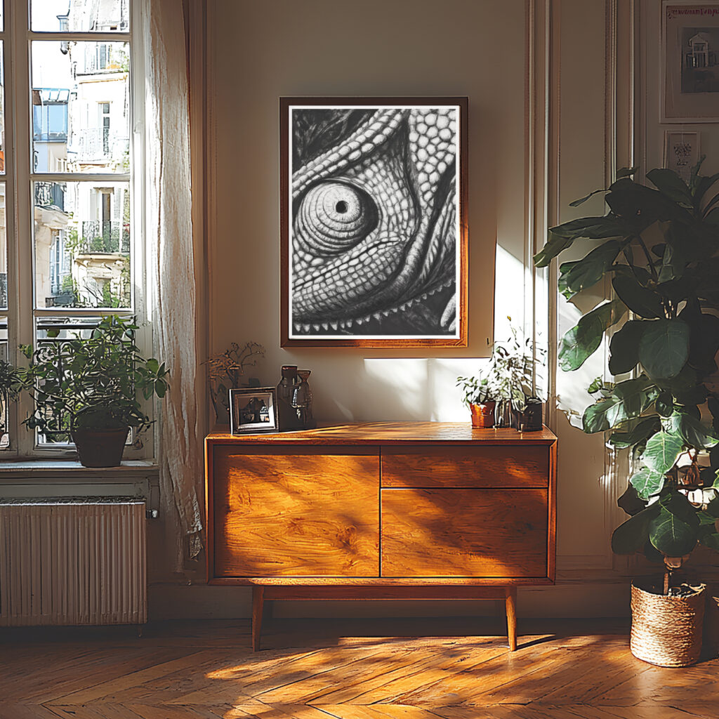 Chameleon A2 print in an interior